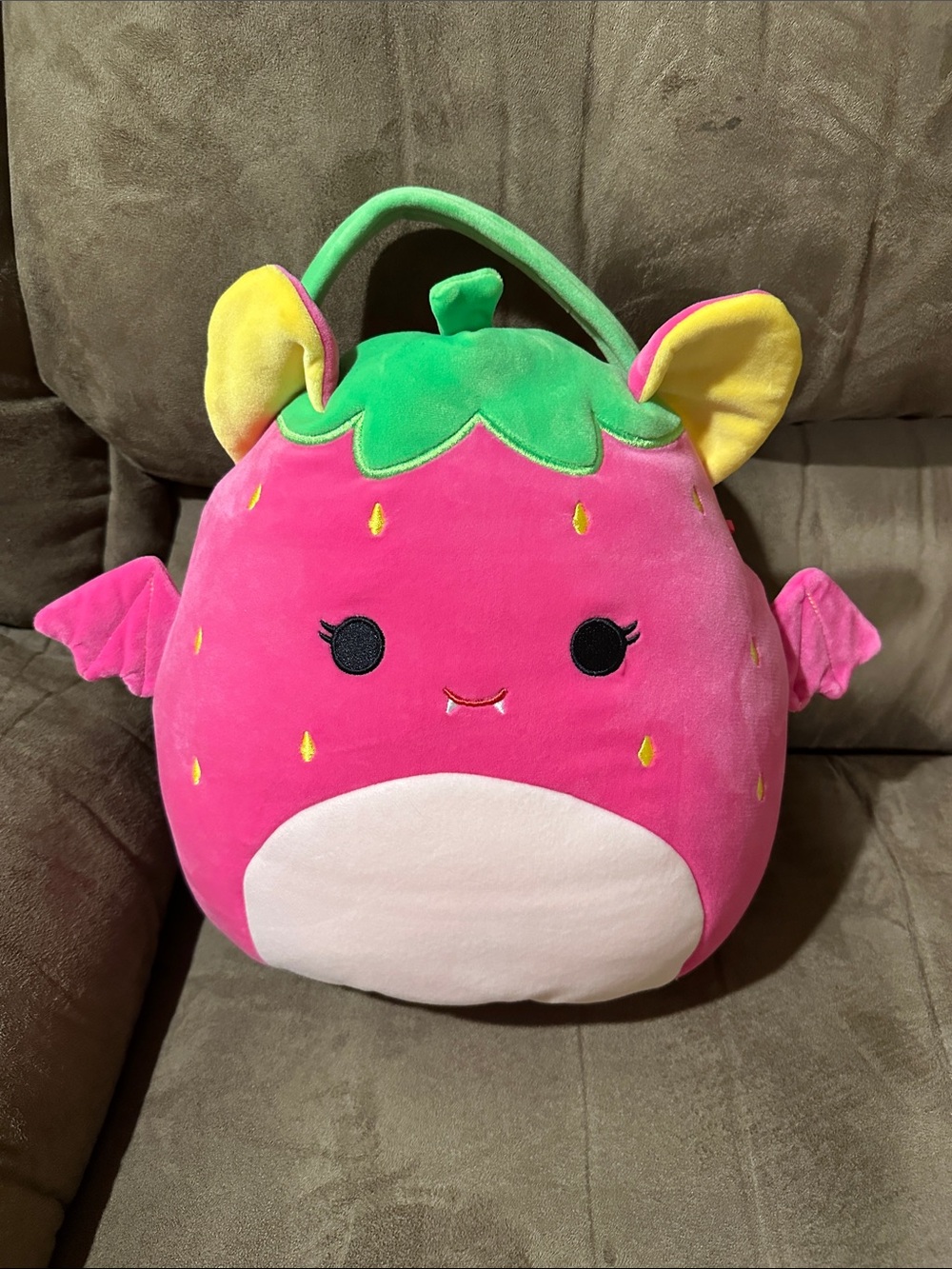 Squishmallow Gwendolyn neon strawberry bat Halloween pail